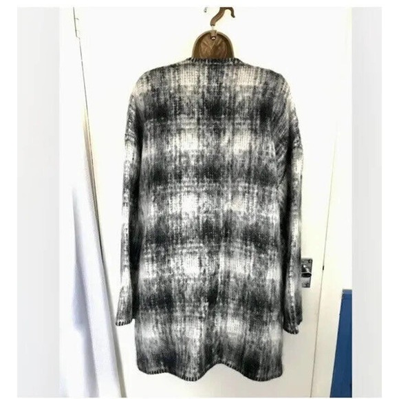 Womens JAEGER Black & Cream Mohair Cardigan Coat Jacket Size Large - Picture 6 of 7